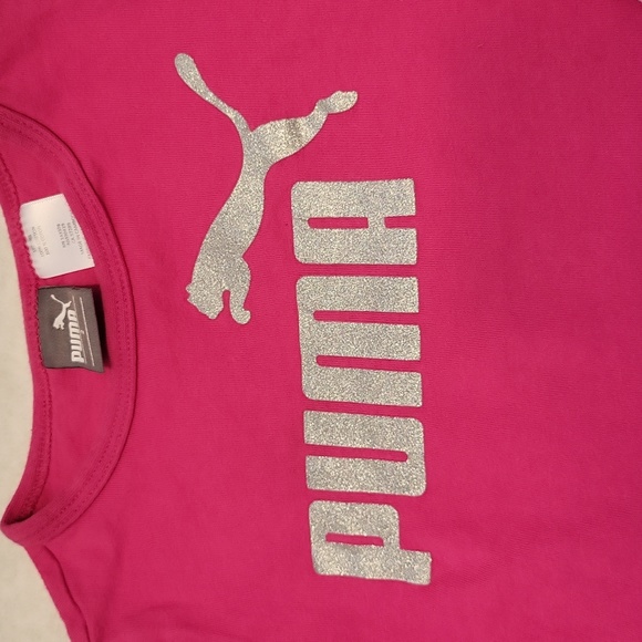 Puma dark pink/silver long sleeved tee shirt with light pink athletic joggers - Picture 3 of 10